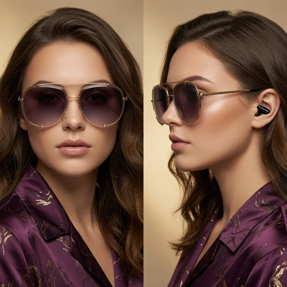 Street sunglasses  Sun Protection Fashion Designer Outdoor Eyewear Female Retro